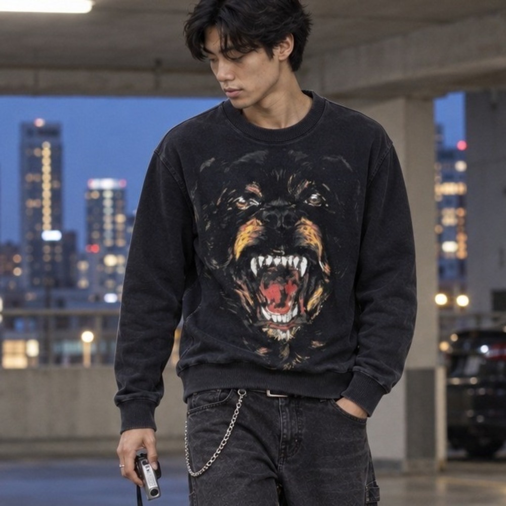 Givenchy Rottweiler Graphic Sweatshirt Black Cotton Crewneck XS 14F 7334 653